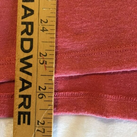 Orvis Knit Top Women's Sz Medium Cap Sleeve Relaxed V-Neck Rust Orange Hem Slits - Picture 13 of 13